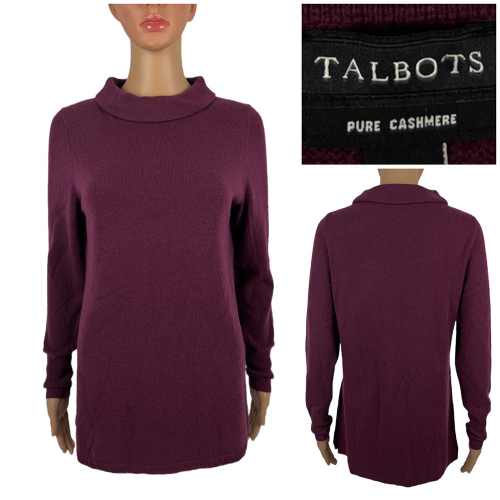Talbots Womens Small Sweater Purple Burgundy 100% Pure Cashmere Long Sleeve Knit